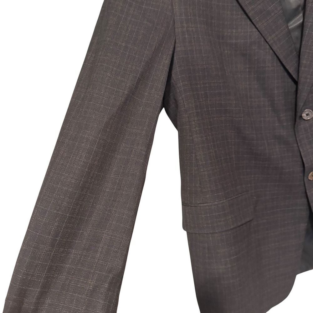 Tommy Hilfiger Mens 44R Dark Gray Brown Black‎ Plaid Jacket Blazer Dress Coat - Picture 3 of 9